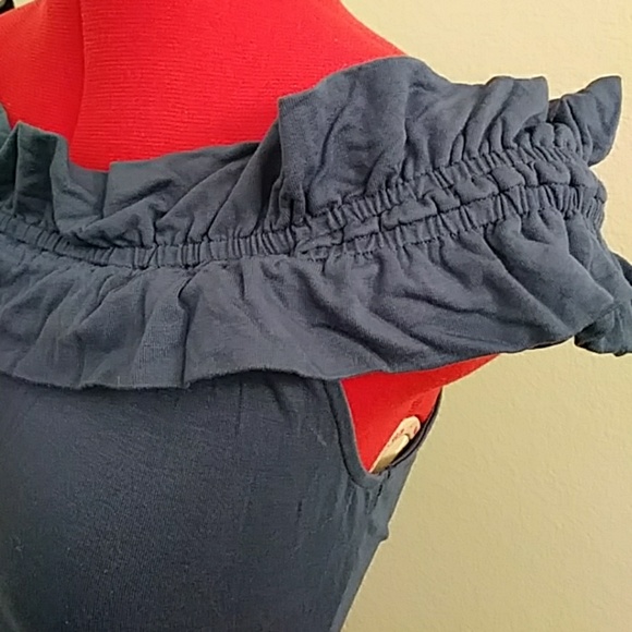 BCBGMaxAzria | Tops | Bcbg Cute Blue Ruffle Off The Shoulder Top | Poshmark